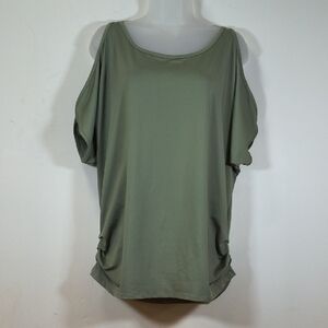 Miselon Women's  Green Cold Shoulder Top , Size XL